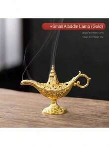 Vintage Magic Genie Lamp Costume Accessory Gift For Women Classic Arabian Props Pot Decor (Gold) Light Luxury Gold Pattern Search Banner Magic Lamp, Palace Dinner Decoration Ornament Magic Lamp, Magic Lamp Handicraft Ornament