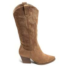 Bottes Western à Talon épais Et Bout Pointu Avec Tige Haute Et Motifs Brodés – Style Cowboy Chic - Camel 7627A - View 2