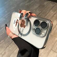 Girl Washing Face With Coffee All-Inclusive Lens Magnetic Electroplated Phone Supports Magnetic Wireless Charging And Is Suitable IPhone16promax 16 15pro 14 14 Plus 14 Promax 13 13 Pro 12Pro 11 11 Pro And Pro Series, funda protectora Christmas para todas las ocasiones, compatible con navidad y cumpleaños, diseño magnético elegante para regalar - Plateado - Ver 10