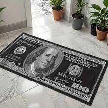 1pc Dollar Bill Design Mat - Black Soft PVC Floor Mat With Strong $100 Bill Print, Creative Pattern Decoration, Suitable For Entrance, Bedroom, Hallway - Durable And Easy To Clean Home Decor, Bedroom Mat| Strong Pattern Mat| PVC Material, Money Decoration - Multicolor - View 6