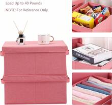 Linen Foldable Storage Bins With Lids, 2 Pack, Storage Boxes With Carrying Handles And Sturdy Heavy Cardboard, 16.5" L X 11.8" W X 7.5" H For Shoes, Books, Clothes, Nursery, Pink,23562495 - 玫紅色 - 查看 2