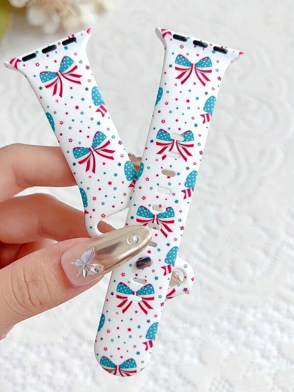 1pc Cute Bow & Leopard Print Silicone Watch Band, Compatible With Apple Watch 38mm, 40mm, 41mm, 42mm, 44mm, 45mm, 49mm (S10 42mm) And (S10 46mm). Fashionable Soft Silicone Sports Watch Strap, Compatible With Apple Watch Ultra 2, S10 SE, 9, 8, 7 SE, 6, 5, 4, 3, 2, 1. Unique Feminine Fashion Watch Accessory, Smart Watch Band/Strap, Personalized And Diverse In Style.