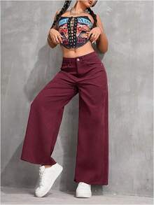 Denim Wide Leg Trousers Straight Loose Baggy Jeanshalloween