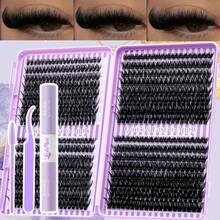640PCS 50D+60D+80D+100D Individual False Cluster Lash Book Kit – High Capacity Individual Lashes 0.31–0.63inch Mixed D Curl Natural Look, Wispy, Soft & Comfortable False Eyelashes, Long-Lasting Individual Lashes Kit With Lash Bond & Seal, Lash Tweezers & Brush, Perfect For Halloween, Thanksgiving, Christmas, New Year's & Valentine's Day, Personal Care, Festive Glam Beauty - Màu tím - Xem 1
