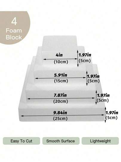 1pc Square White Foam Cake Model, 1pc Round White Foam Cake Model, Foam Plastic Model, For DIY Cake Decoration Practice, Wedding Decoration Display, Flower Decoration, Cake Building, Baking Display, Christmas Party Cake, Valentine's Day, Easter And Other Holiday Party Cake Decoration, Hotel Cake Model Props