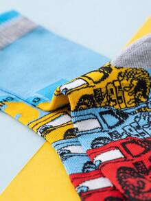 Disney 5/10 Pairs Socks, Cartoon Christmas & Racing Car Design Socks, Novelty Socks For Men, Suitable For Christmas, New Year Gifts, Casual Home Socks