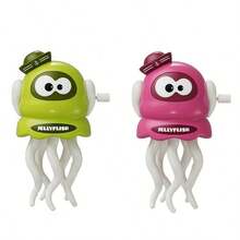 1/2个 - 可爱互动海洋蓝色塑料发条跳舞章鱼玩具（不含电池），色彩鲜艳的海洋动物造型爬行鱿鱼幼儿感官玩具，适合练习趴卧和3岁生日礼物 - 适合3岁宝宝的益智玩具