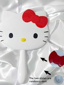 1pc Hello Kitty Handheld Mini Makeup Mirror, 5.51 Inch Cute Cartoon Design, Portable Long Handle Travel Mirror, Convenient For Makeup Anytime, Anywhere - Multicolor - View 9