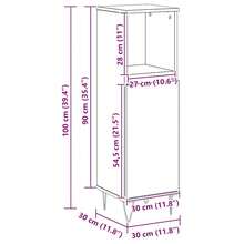 vidaXL Badschrank Artisan-Eiche 30x30x100 cm Holzwerkstoff