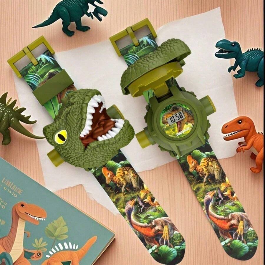 Electronic Watch For Kids Dinosaur Projection Watch Educational Luminous Toy Projector Children's Small Gift - Green - View 1