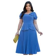 Evangelical Fashion Dress With Flower Detail And Ruffled Pleated Skirt - 淺藍色 - 查看 3