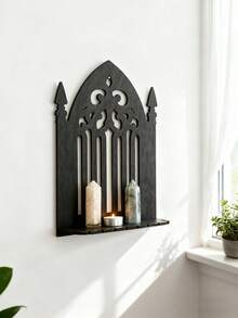 1 件哥特式壁挂架，黑色教堂窗户设计，壁挂式展示架，神秘家居装饰架，可用于展示水晶、蜡烛、饰品，复古哥特式房间装饰，适用于客厅、卧室、办公室 - 彩色 - 查看 3