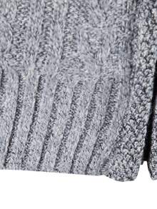 男士休闲舒适纯色几何图案拉链开衫，简约高端针织开衫，秋冬长袖上衣 - 淺灰色 - 查看 8