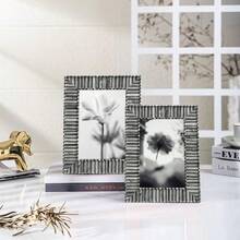 1pc Modern Minimalist Line-Style Classic Gallery Photo Frame, Black & Gray Frame Body, Excellent Quality, Displays 3.5x5", 4x6", 5x7", 6x8", 8x10" Photos, Horizontal & Vertical Display, Suitable For Study, Bedroom, Living Room