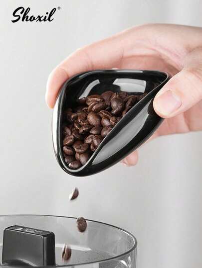shoxil 1 طبق بشكل ملعقة لحبوب القهوة، طبق حبوب قهوة من السيراميك/الخشب، موزع قهوة وشاي، اكسسوار قهوة للمنزل/المكتب/ركن القهوة، مناسب للاستخدام اليومي للقهوة