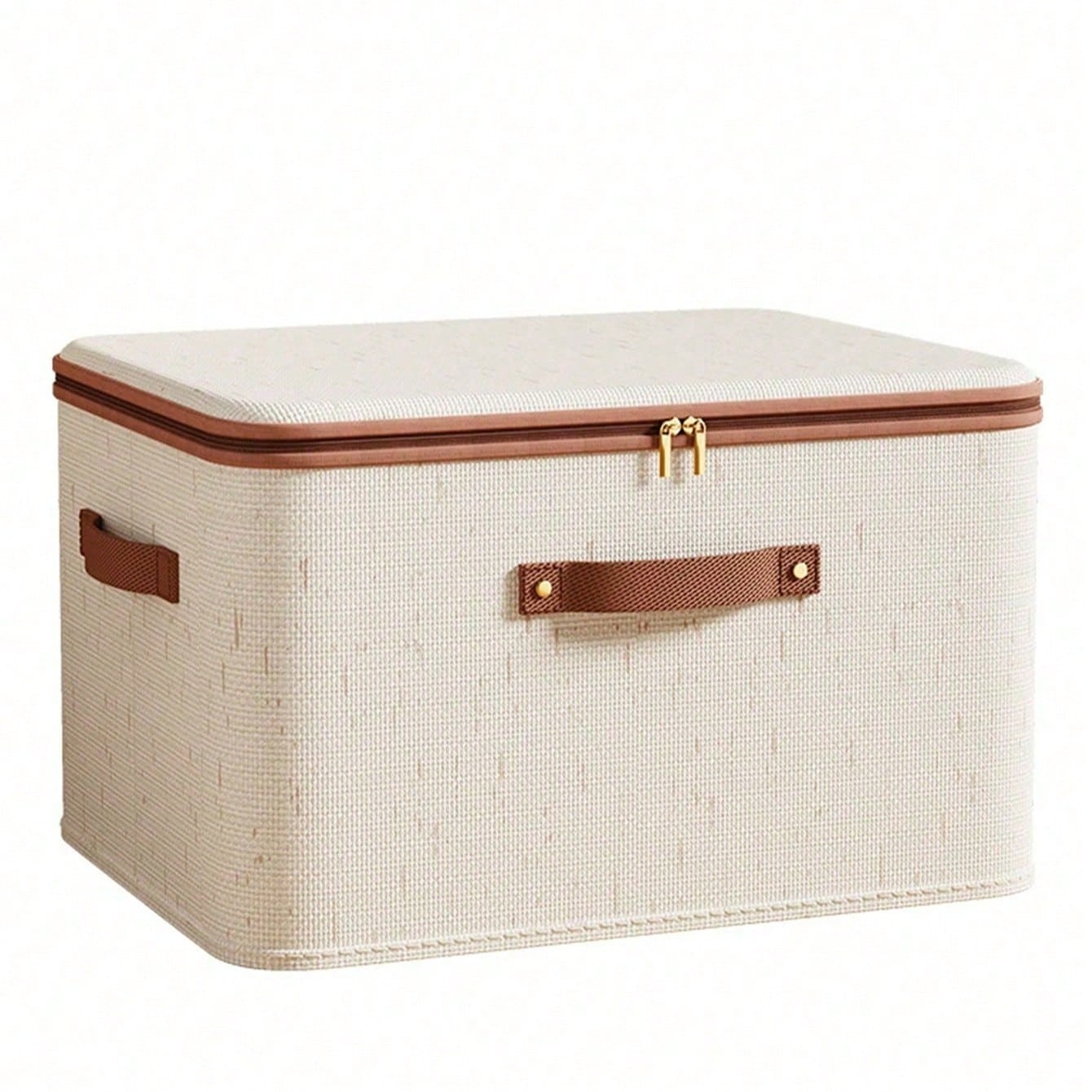 1pc Beige Linen Fabric Zipper Storage Box With Lid - Foldable, Washable, Suitable For Wardrobe Storage Box, Clothes, Underwear, Socks, Lingerie, Suitable For School Supplies, School Accessories Household Use 207 Garment Bag Storage Bags Storage For Clothes Clothes Organizer Clothes Storage Clothes Bag Packing Cubes Travel Essentials Travel Organizer