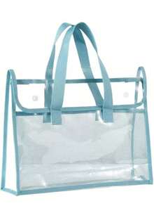 1 Pcs PVC Household Waterproof Storage Bag, Double-Layer File Organizer Bag,Large Capacity Handheld Book Bag, Suitable For Office, School, Travel Folders