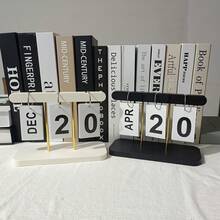 1件北欧风格豪华翻页日历桌面摆件，家居客厅玄关办公室书架装饰品，倒计时房间装饰家居摆件家居微缩物件