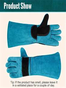 1 par de guantes para manipular animales; guantes anti-arañazos para entrenar perros, gatos, pájaros, serpientes, loros, lagartos, animales salvajes y reptiles -- guantes a prueba de mordeduras - Azul - Ver 6