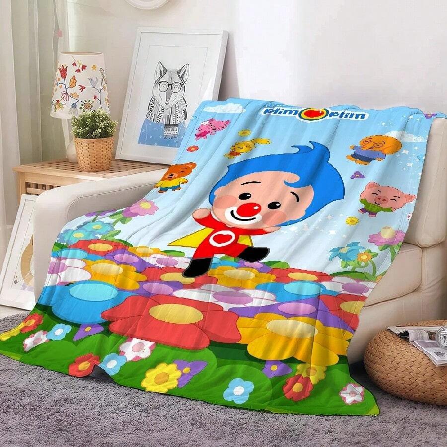 Cartoon Cute P-Plim P-Plim Blanket Warm And Soft Suitable For Bedroom Living Room Sofa Bed Office Travel Camping2.Jpg - 白色 - 查看 1