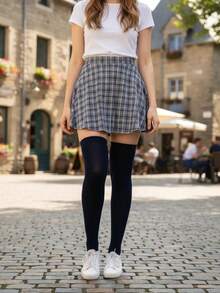 Don Calcetin Women Over The Knee Socks - Navy Blue - View 3