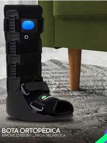 Bota Ortopédica Larga Neumática Walker con Aire Férula Tobillo Ajustable Soporte Médico Suela Antiderrapante Sistema de Balancín - Negro - Ver 3