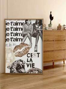 1pc Poster, Retro 90s Fashion Canvas Wall Art, Funky Red Black Fatale Magazine Cover Print, Cheetah Print Kiss Lips Poster, Y2k Fashion Shuffle Posters,Suitable For Modern Home Decoration, Living Room, Bedroom, Game Room, Dormitory Or Other Rooms,Frameless. - Multicolor - View 13
