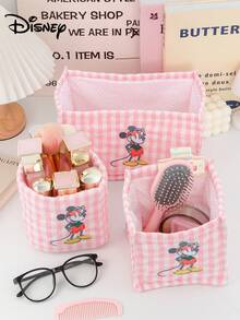 Disney 1个装大容量化妆篮，绣有米妮米奇图案，桌面收纳篮，办公杂物收纳篮，桌面收纳篮，化妆品收纳篮，护肤品收纳篮，婚礼伴娘礼物，妈妈礼物，生日礼物，送给朋友和老师的礼物，家居装饰，浴室客厅卧室装饰。