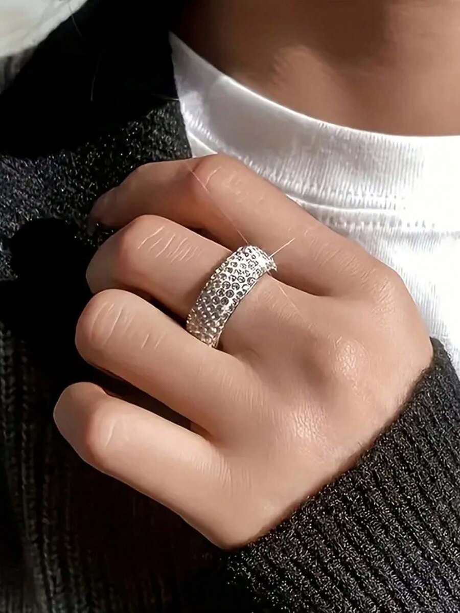 1 件男女通用嘻哈夸张全镶锆石戒指，小众高端指环 - 戒指 - 查看 1