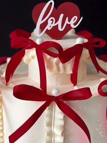 10pcs Red Bow Knot Cake Decorations,DIY Bowknot Cake Decor Supplies,Birthday Party Decor,Anniversary Birthday Wedding Cake Decor,Holiday Gift Decor,Baking Cake Dessert Bow Toppers,Party Favor,Birthday Party Table Decor - Đỏ - Xem 3