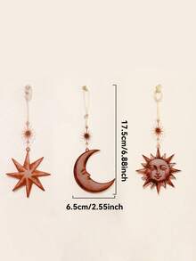 3pcs Vintage Sun, Moon, Star & Christmas Tree Decor, Bohemian Gothic Witch Aesthetic Christmas Decoration, Retro Sun Face, Crescent Moon, Star Ornaments, Suitable For Solstice, Holiday Parties, Home, Bedroom, Living Room, Office, Seasonal Decor (Please Remove Protective Film Before Use, Acrylic Material, Not Glass) - Multicolor - View 7