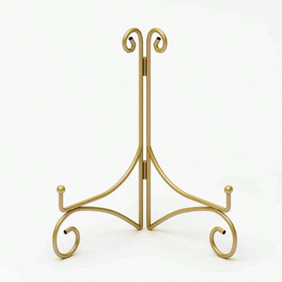 Plate Display Stands With Hinged Folding Design 8 Inch Picture Frame Stand For Tables Decorative Easels For Plates Photos Cards And Books 8 Gold - 金色 - 查看 1