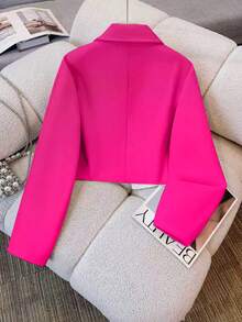 Women's Casual Regular Jacket, Suitable For Autumn, Winter, And Spring - Hot Pink - View 2