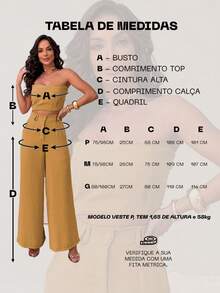 Women's Set High Waisted Wide Leg Pants And Cropped Top In Duna - Ocre - View 4