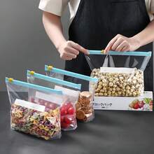 20/12/7pcs Self-Sealing, Transparent, Thick Reusable Sealing Bags, Airtight Fridge Food Bags, Leak-Proof, Suitable For Nuts, Grains, Vegetables, Pasta, Fruits And Snacks, Kitchen Storage Bags, Food Bags, Vacuum Storage Boxes, Refrigerator Storage Bags, Transparent Gift Bags, Resealable, Suitable For Categorizing And Storing Food In The Kitchen - Clear - View 4