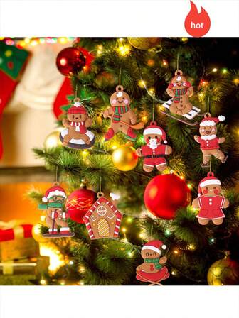 10pcs/20pcs/30pcs Christmas Decorations, Gingerbread Man Sports Style Ornaments, Christmas Tree Hanging Pendants, Suitable For Christmas Tree Decorations, Winter Decor, Holiday Decorations, Christmas Party Supplies, Gingerbread Theme Decor, Home Decor, Bedroom Decor, Outdoor Decor, Sports Event Decor, School Activity Decor