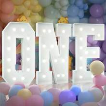 28.74 英寸 LED 发光字母 A-Z - 易于组装，电池供电，是生日、求婚、婚礼、活动的理想之选 - 暖光