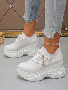 أحذية رياضية منصة مريحة كاجوال من القماش مع ربطة الدانتيل، مزينة بالفراشات، مناسبة للارتداء في الأماكن المفتوحة، لجميع الفصول