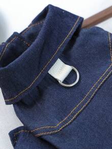 PETCIRCLE 1件宠物衣服，狗狗/猫咪套装，小型犬/幼犬时尚可爱舒适藏蓝色衬衫 - 彩色 - 查看 8