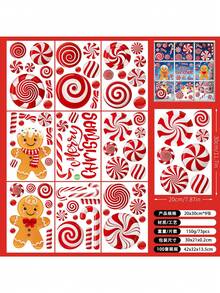 1 pieza Conjunto de caramelos navideños Pegatina decorativa para ventana Adecuado para decoración de ventana, decoración de habitación, decoración de dormitorio Regalo divertido para cumpleaños, graduación Decoración navideña Decoración navideña Decoración navideña Decoración del hogar