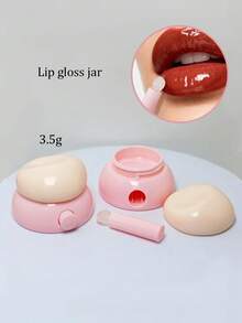迷你可爱唇彩罐配柔软硅胶唇刷口红分装瓶，便携式旅行唇膜分装罐，适用于 3.5g（0.12oz） - 彩色 - 查看 1