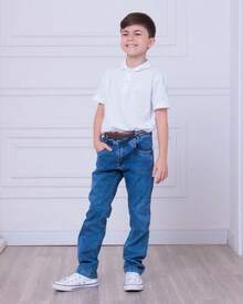 Calça jeans infantil menino skinny com lycra 4 a 8 - Azul - Visão 3