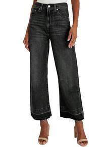 Wide Leg Jeans Straight Leg Jeans Denim Pants Zimbaplatinumhalloween - Cropped Black - View 1