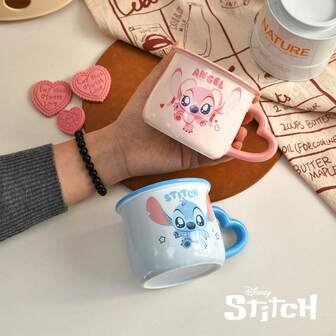 Official Authentic Classic Character Stitch Angel Ceramic Cup Mug Cute Cartoon Cute Cup Large Capacity Suitable For Gift Giving Holiday Souvenirs