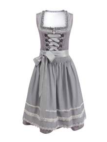 Disfraces de Oktoberfest para mujeres, conjunto de 2 piezas con vestido Dirndl tradicional alemán y atuendo de cerveza, para Halloween - Gris - Ver 1