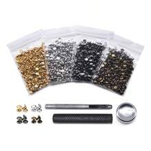 400 Sets Leather Rivets, Double Cap Rivet Tubular 4 Colors Metal Studs With Fixing Tools Leather ClothesShoesBagsBelts Repair Decoration 6x6mm - 5x5毫米 - 查看 3