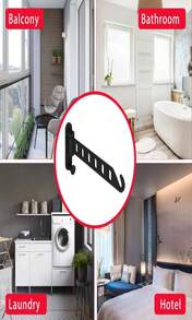 JOOM Laundry Drying Rack Wall Mounted Clothes Drying Rack Clothes Hanger -Coat Hanger Holder White - Màu B - Xem 7