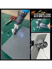 重型金属切割钻头附件 - 手动钻床剪板机，无需组装，用于切割薄板、铝、钢、铁 - 兼容标准钻床 - 工业车间和 DIY 项目，金属加工工具，坚固的工具设计，耐用的结构，铝切割，紧凑的设计，高强度材料，钣金剪，家庭车间用户 - 彩色 - 查看 8