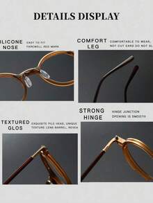 2025 New Retro Fashion Eyeframe Men's Round Frame Punk Metal Anti Blue Light Computer Flat Light Glasses High Quality Design Glasses Suitable Daily Wear - 無色 - 查看 3