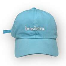 Unisex Dad Hat In 100% Cotton Twill, Brazilian Custom Curved Brim. - 淡藍色刺繡白色 - 查看 1